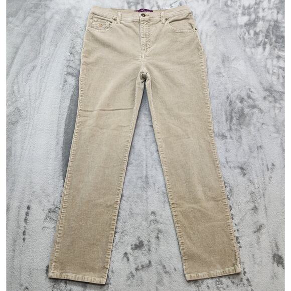 Gloria Vanderbilt Pants Womens 10 Tan Corduroy High Rise Straight Leg Stretch - Picture 1 of 13